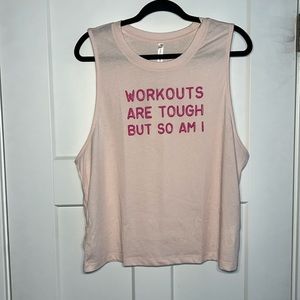 Fabletics Exercise Tank NWT. Size Large "Workouts are tough but so am I"